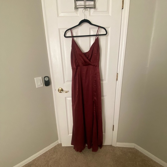 Lulu’s Constantine Burgundy Satin Maxi - Picture 12 of 12